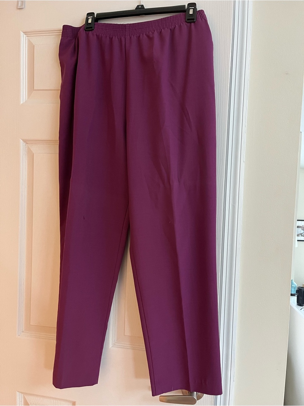 Allison Daley Straight-Leg Pull-On Pants in Plum